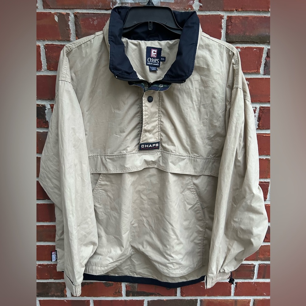 Vintage Chaps by Ralph Lauren Mens Pullover Jacket with Hood and Pockets. 2XL